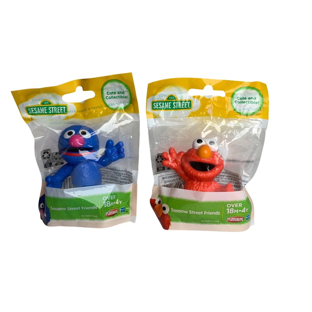 Playskool Sesame Street Friends Elmo and Cookie Monster Figures Set New Kidcore
